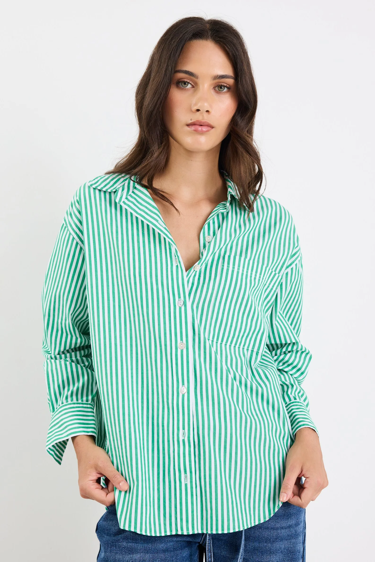 You Got This Green Stripe Poplin Oversized Shirt - Image 5