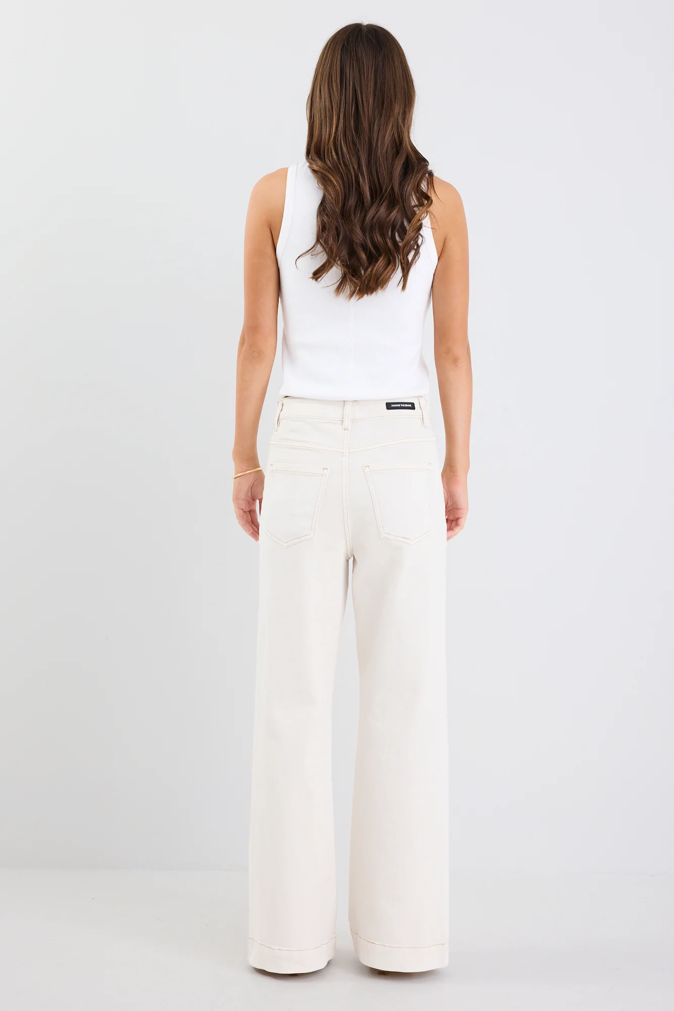 Zoey Ecru High Rise Wide Leg Pocket Jean - Image 5