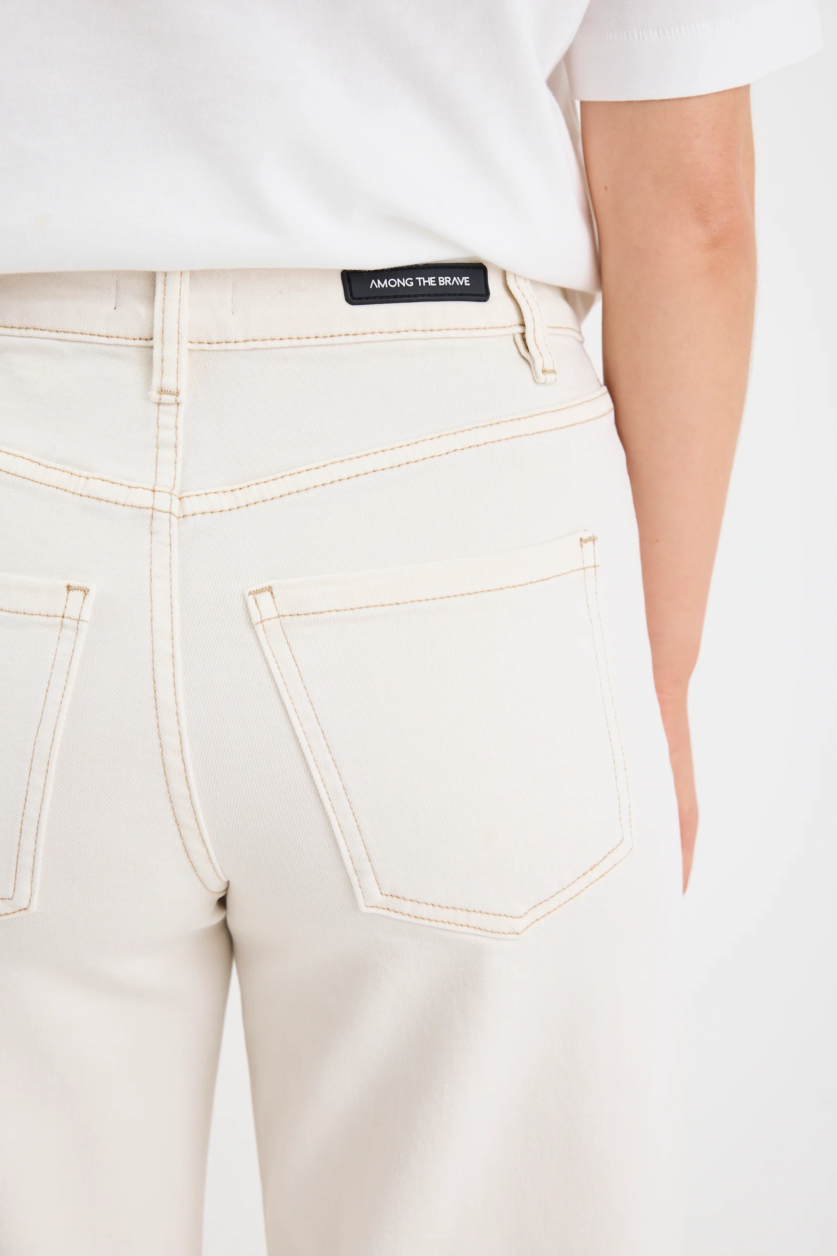 Zoey Ecru High Rise Wide Leg Pocket Jean - Image 6