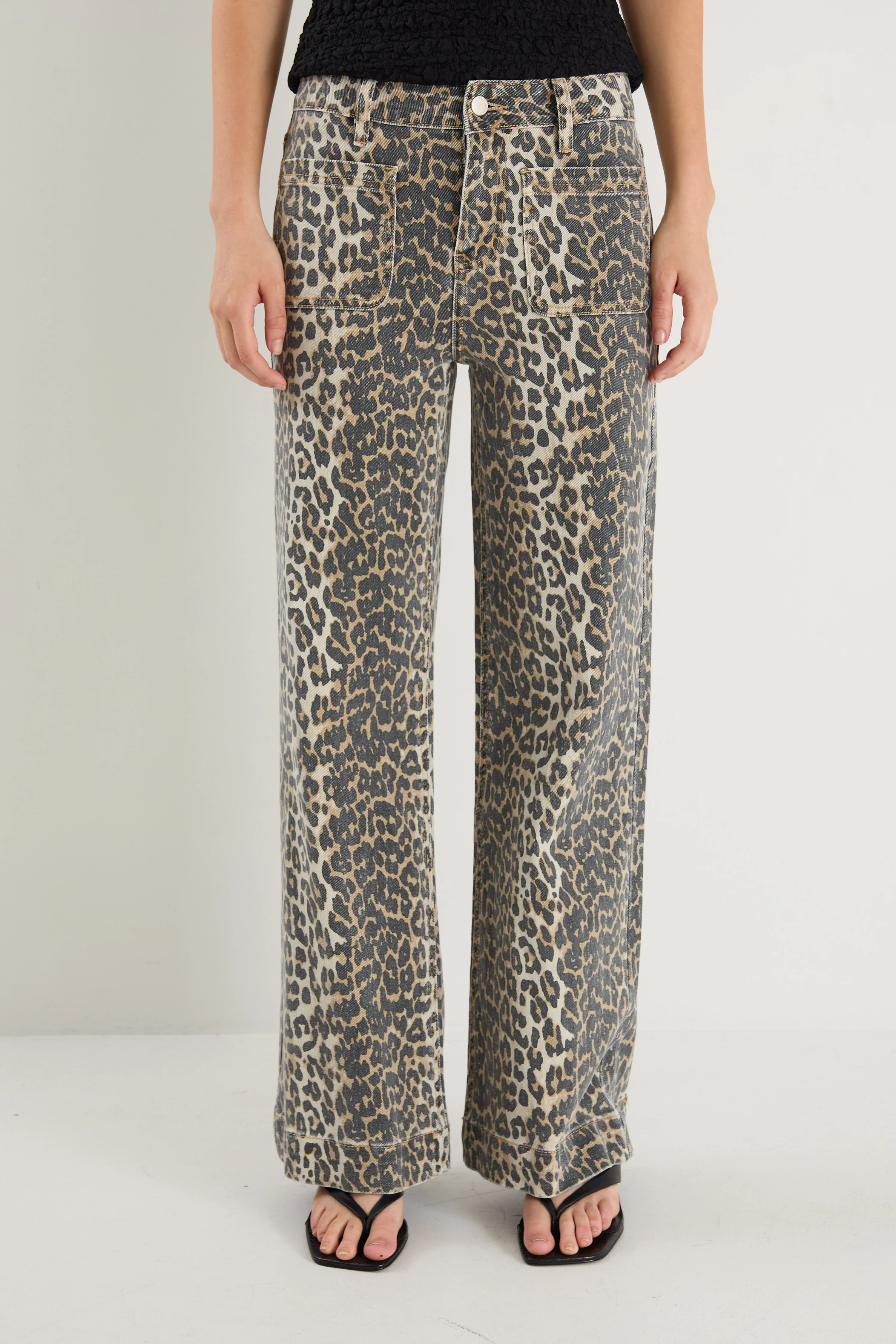Zoey Leopard High Rise Wide Leg Pocket Jean - Image 4