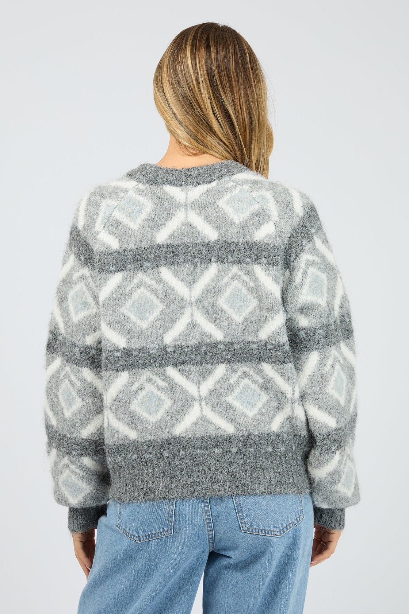 Zoia Charcoal Pattern Knit Crew - Image 3