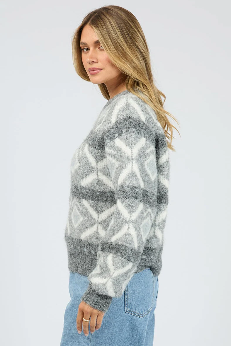 Zoia Charcoal Pattern Knit Crew - Image 6