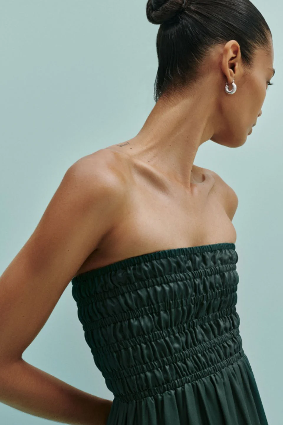 Zuri Emerald Strapless Tencel Maxi Dress - Image 2