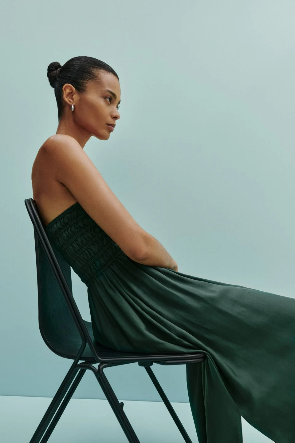 Zuri Emerald Strapless Tencel Maxi Dress - Image 4